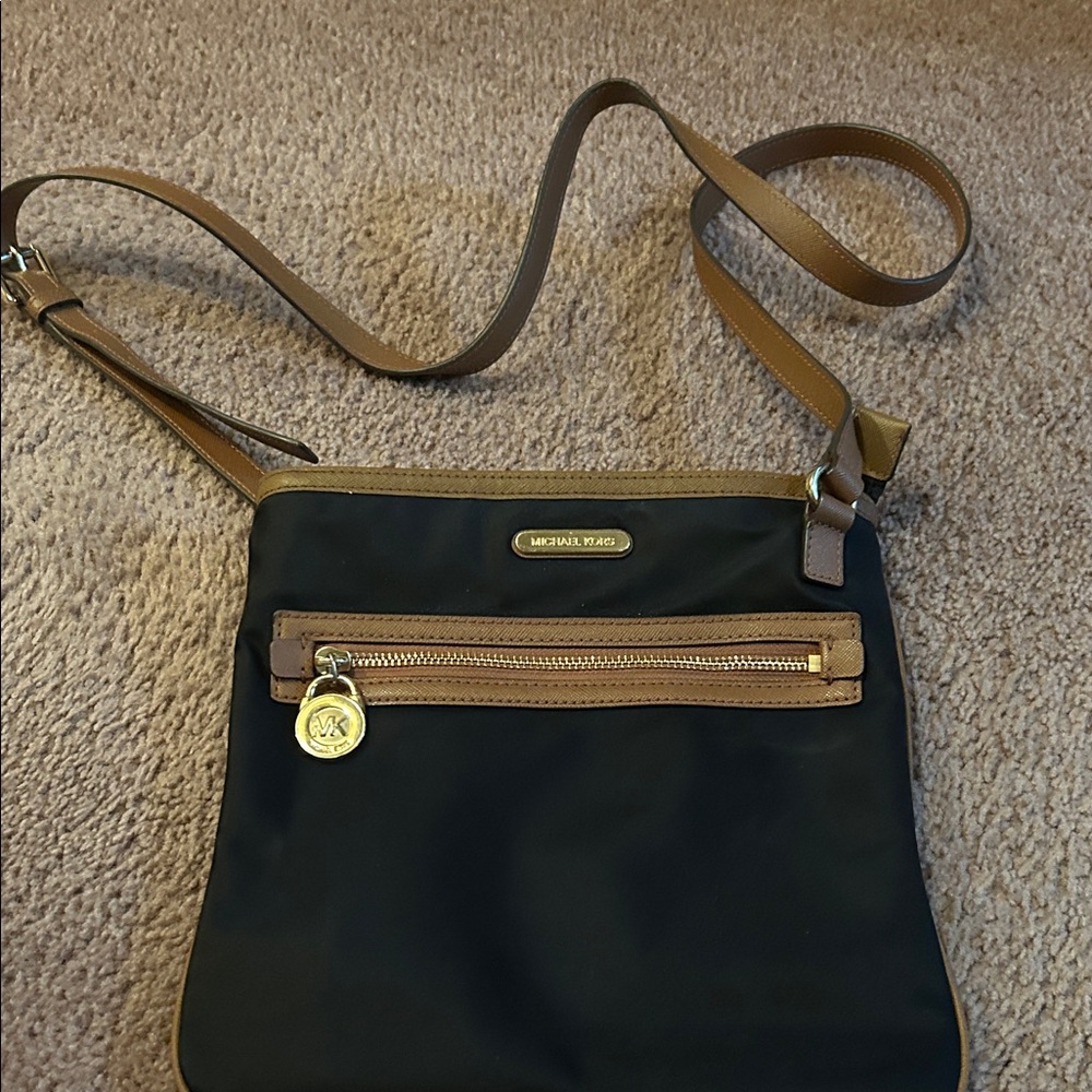 Michael Kors Black and Brown Crossbody Bag